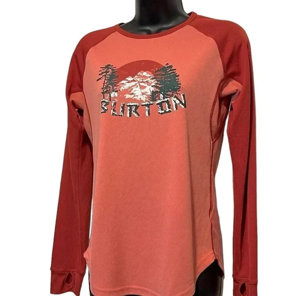 Burton Raglan Dryride Long Sleeve Shirt Outdoors Active Orange Womens medium Top - Picture 2 of 10